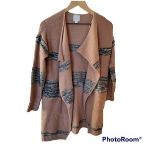 Sundays open front cardigan with golden metallic thread throughout